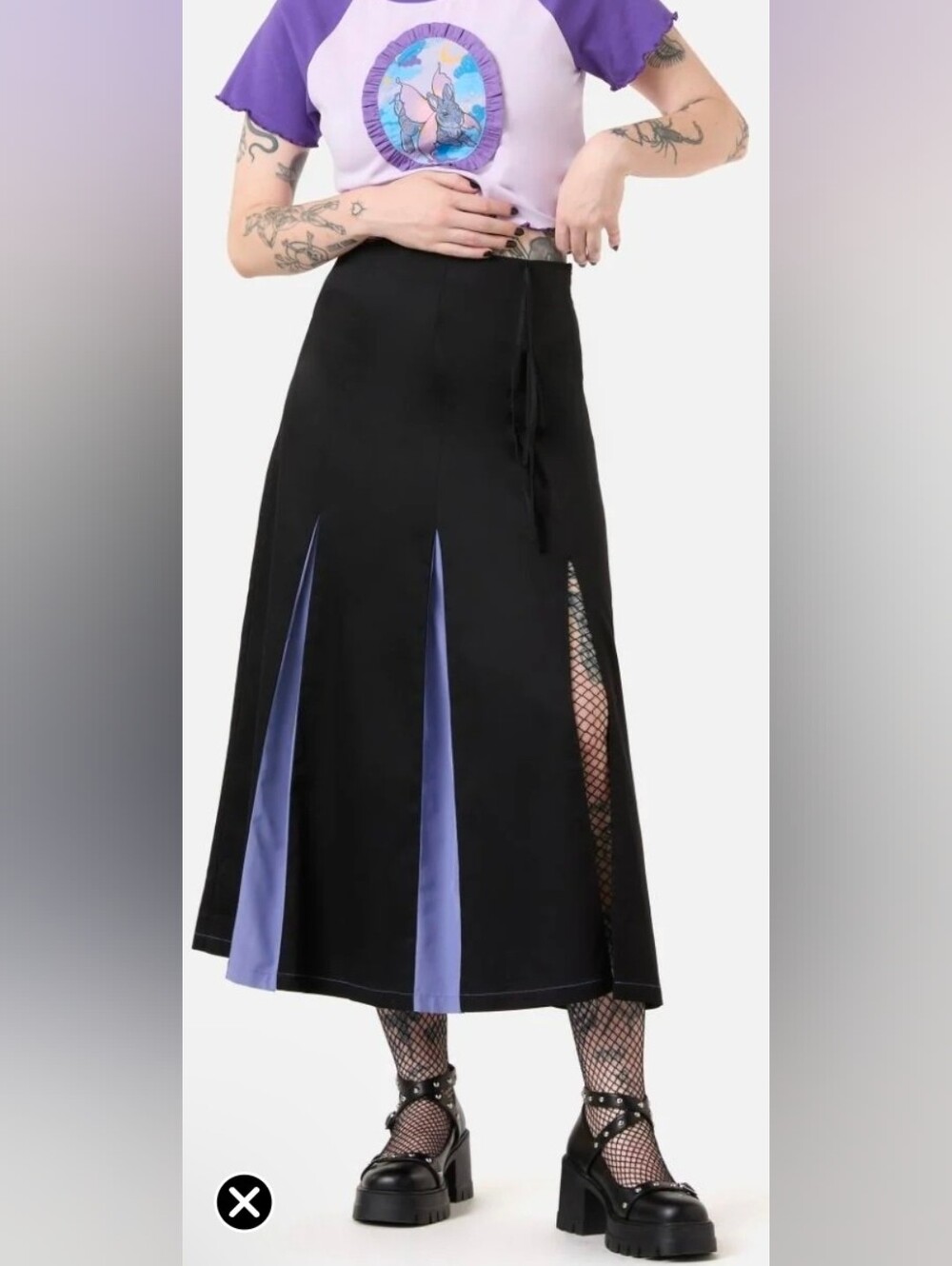 DANGERFIELD Moon Time Pleated Black And Periwinkle Skirt NWT